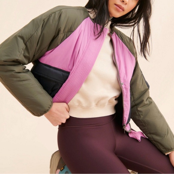 NEW! Free People FP Movement Outta Left Field Jacket XS Pink Green Full Zip - Picture 2 of 11